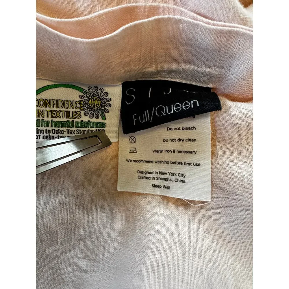 SIJO Home French Flax Linen Duvet Cover + 1 Sham Blush Pink Full/Queen Bedding